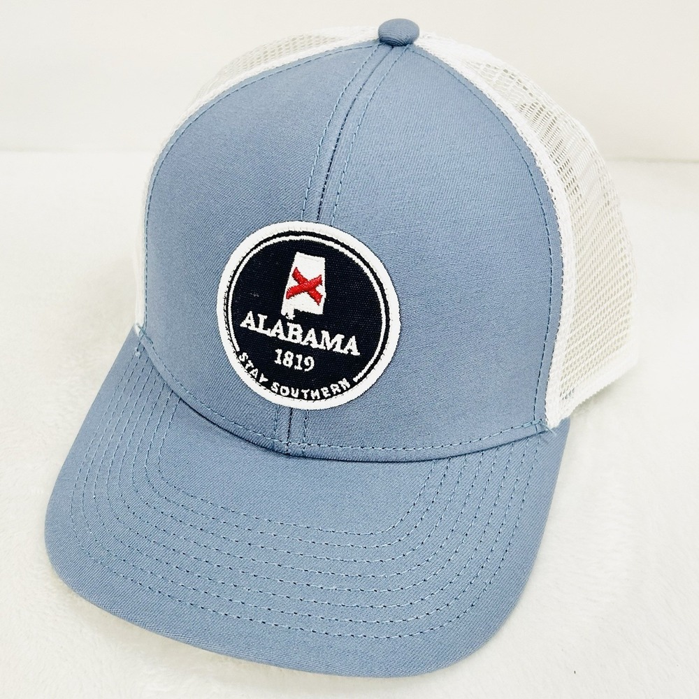 The State Company Alabama Circle Patch Trucker Hat Cap Adjustable Light Blue